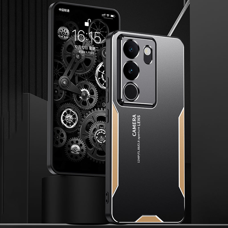 Matte Cover for vivo S17 5G Phone Case Aluminium Alloy+PC+TPU - Gold Matte Cover for vivo S17 5G Phone Case Aluminium Alloy+PC+TPU - Gold